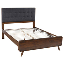 Load image into Gallery viewer, Robyn California King, E.King, & Queen Bed with Upholstered Headboard Dark Walnut