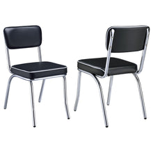 Load image into Gallery viewer, Retro Open Back Side Chairs Black and Chrome (Set of 2)
