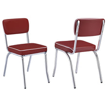 Load image into Gallery viewer, Retro Open Back Side Chairs Red and Chrome (Set of 2)