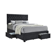 Load image into Gallery viewer, Soledad Eastern King, Full, & Queen 4-drawer Button Tufted Storage Bed Black & White