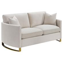 Load image into Gallery viewer, Corliss Upholstered Arched Arms Loveseat Beige