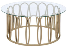 Load image into Gallery viewer, Monett Round Coffee Table Chocolate Chrome and Clear