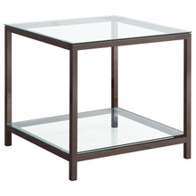 Load image into Gallery viewer, Trini End Table with Glass Shelf Black Nickel