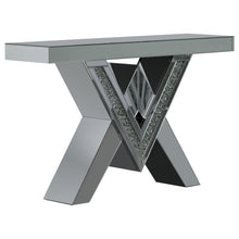Load image into Gallery viewer, Taffeta V-shaped Sofa Table with Glass Top Silver