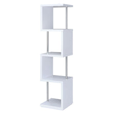 Load image into Gallery viewer, Baxter 4-shelf Bookcase White and Chrome