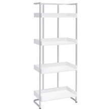 Load image into Gallery viewer, Ember 4-shelf Bookcase White High Gloss and Chrome