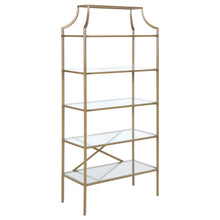 Load image into Gallery viewer, Serena 5-tier Tempered Glass Shelves Bookcase Matte Gold
