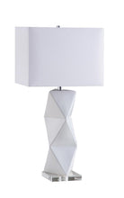 Load image into Gallery viewer, Camie Geometric Ceramic Base Table Lamp White
