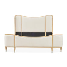 Load image into Gallery viewer, AICO Furniture Camellia Field Queen Upholstered Panel Bed in Caramel