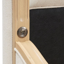 Load image into Gallery viewer, AICO Furniture Camellia Field Queen Upholstered Panel Bed in Caramel