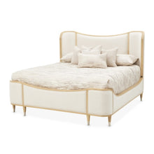 Load image into Gallery viewer, AICO Furniture Camellia Field King Upholstered Panel Bed in Caramel image