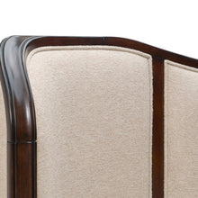 Load image into Gallery viewer, AICO Furniture Camellia Field Queen Upholstered Panel Bed in Warm Pecan