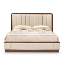 Load image into Gallery viewer, AICO Furniture Mason Park King Channel Tufted Bed in Umber