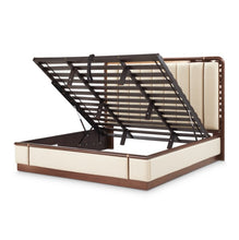 Load image into Gallery viewer, AICO Furniture Mason Park King Channel Tufted Bed in Umber