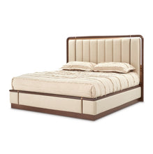 Load image into Gallery viewer, AICO Furniture Mason Park Queen Channel Tufted Bed in Umber image