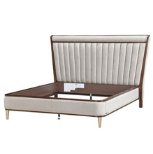 Load image into Gallery viewer, AICO Furniture Houston Queen Channel Tufted Bed in Walnut