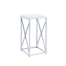 Load image into Gallery viewer, Edmund Accent Table with X-cross Glossy White and Chrome