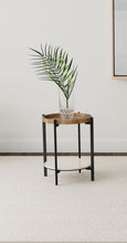 Load image into Gallery viewer, Adhvik Round Accent Table with Marble Shelf Natural and Black