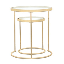 Load image into Gallery viewer, Maylin 2-piece Round Glass Top Nesting Tables Gold
