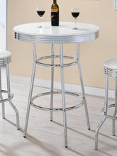 Load image into Gallery viewer, Theodore Round Bar Table Chrome and Glossy White