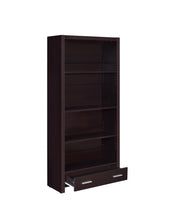 Load image into Gallery viewer, Skylar 5-shelf Bookcase with Storage Drawer Cappuccino