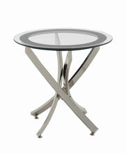 Load image into Gallery viewer, Brooke Glass Top End Table Chrome and Black