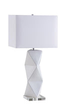 Load image into Gallery viewer, Camie Geometric Ceramic Base Table Lamp White