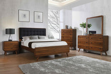 Load image into Gallery viewer, Robyn California King, E.King, & Queen Bed with Upholstered Headboard Dark Walnut