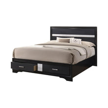 Load image into Gallery viewer, Miranda California King. E.King, & Queen 2-drawer Storage Bed Black & White