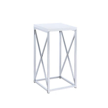Load image into Gallery viewer, Edmund Accent Table with X-cross Glossy White and Chrome