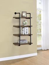 Load image into Gallery viewer, Elmcrest 24-inch Wall Shelf Black and Rustic Oak