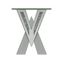 Load image into Gallery viewer, Taffeta V-shaped End Table with Glass Top Silver