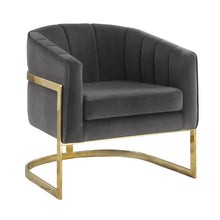 Load image into Gallery viewer, Joey Tufted Barrel Accent Chair Dark Grey and Gold