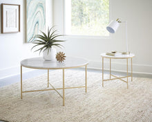 Load image into Gallery viewer, Ellison Round X-cross Coffee Table White and Gold
