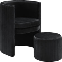 Load image into Gallery viewer, Selena Black Velvet Accent Chair and Ottoman Set