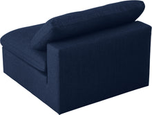 Load image into Gallery viewer, Serene Navy Linen Fabric Deluxe Cloud Armless Chair