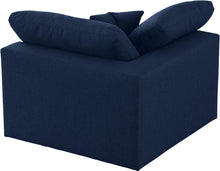 Load image into Gallery viewer, Serene Navy Linen Fabric Deluxe Cloud Corner Chair