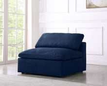 Load image into Gallery viewer, Serene Navy Linen Fabric Deluxe Cloud Armless Chair