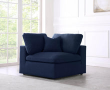Load image into Gallery viewer, Serene Navy Linen Fabric Deluxe Cloud Corner Chair