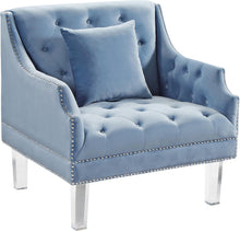 Load image into Gallery viewer, Roxy Sky Blue Velvet Chair