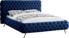 Load image into Gallery viewer, Delano Navy Velvet King Bed