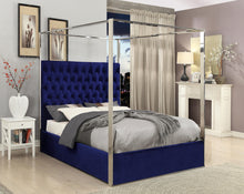 Load image into Gallery viewer, Porter Navy Velvet Queen Bed