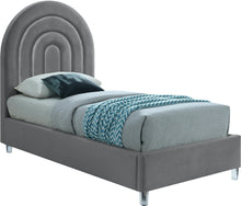 Load image into Gallery viewer, Rainbow Grey Velvet Twin Bed