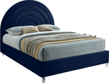 Load image into Gallery viewer, Rainbow Navy Velvet King Bed