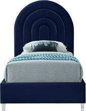 Load image into Gallery viewer, Rainbow Navy Velvet Twin Bed