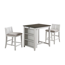Load image into Gallery viewer, HESTON 36" STORAGE COUNTER TABLE SET W/2 CHAIRS-WHITE/GRAY