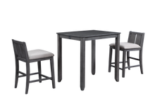 Load image into Gallery viewer, HESTON 36" STORAGE COUNTER TABLE SET W/2 CHAIRS-GRAY