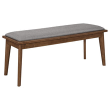 Load image into Gallery viewer, Alfredo Upholstered Dining Bench Grey and Natural Walnut image

