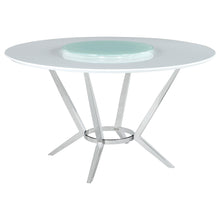 Load image into Gallery viewer, Abby Round Dining Table with Lazy Susan White and Chrome image
