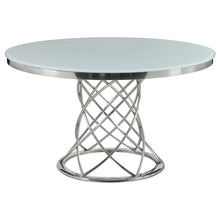 Load image into Gallery viewer, Irene Round Glass Top Dining Table White and Chrome image
